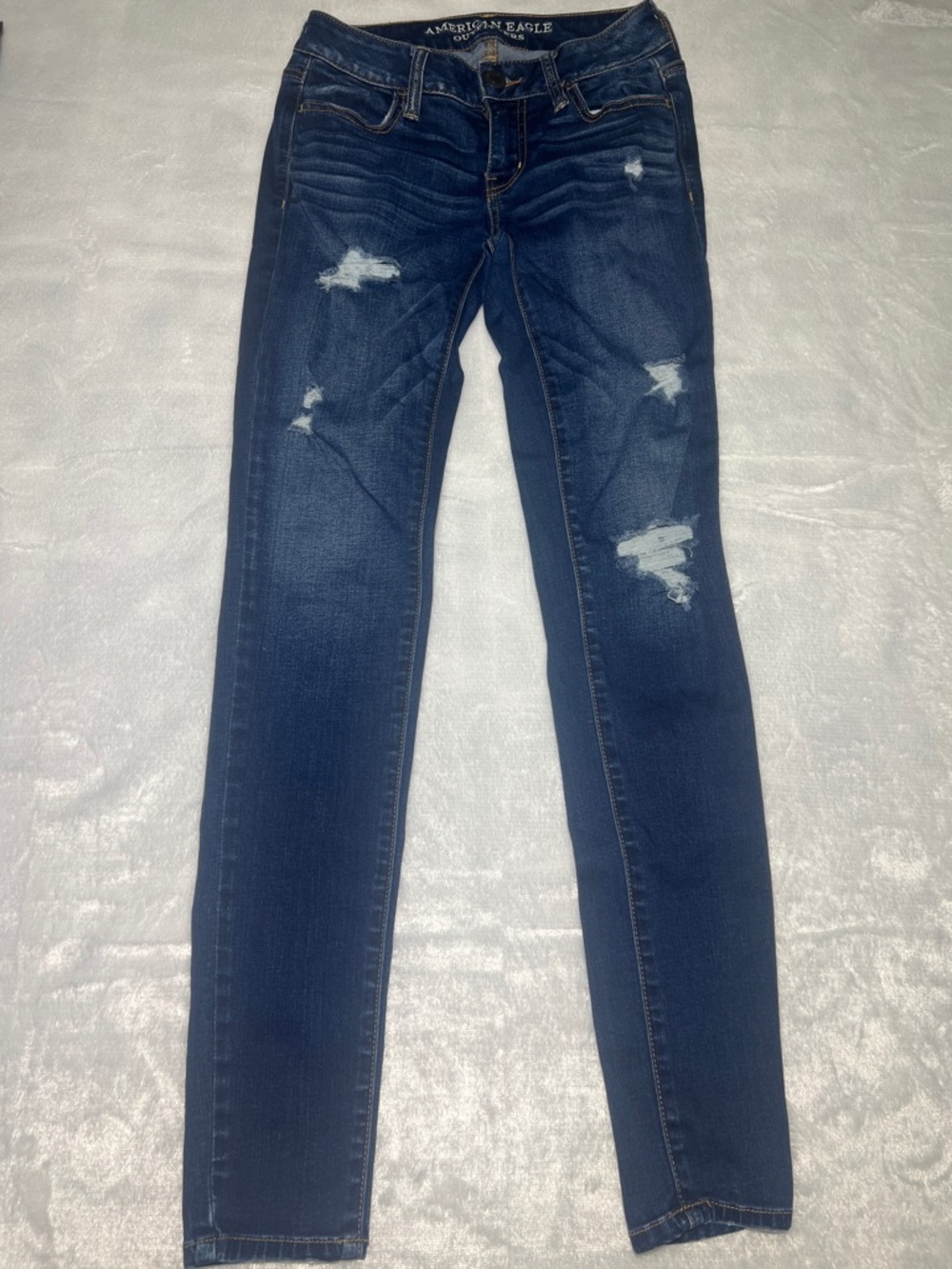 American Eagle Outfitters Navy Blue Ripped Skinny Jeans